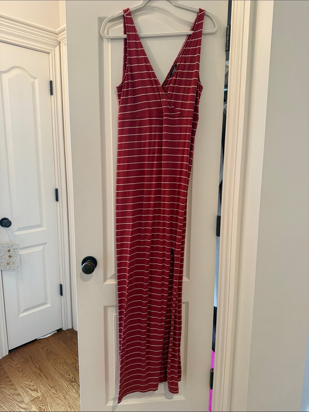 Express Red and White Striped Maxi Dress